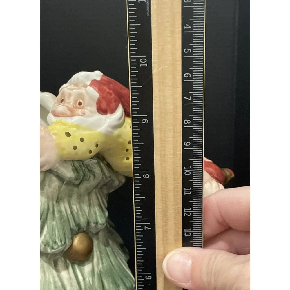 Vintage 1989 Fitz and Floyd Old World Christmas Elves Trim A Tree‎ Pitcher 2 QT